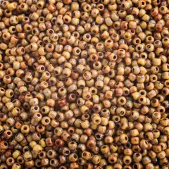 Miyuki 11/0 Opaque Picasso Round Seed Beads, 22g Brown #4571