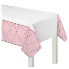 Blush Wedding Plastic Table Cover, 1ct