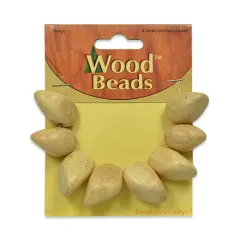 6 Packs of Wooden Nugget Beads - Beige - 8 pcs.