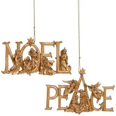 Noel and Peace Ornament, Assortment of 2 - 3 Inches