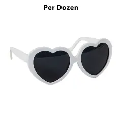 Adults White Heart-Shaped Sunglasses 12 Pieces