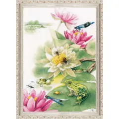 LanArte Green Frog Concert Counted Cross-Stitch Kit Multi
