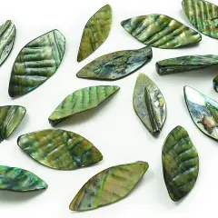 6 Packs of Leaf Tinted Shell Beads - Teal - 2 x 8" Strand