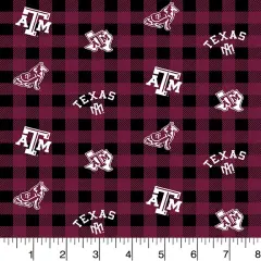 Sykel Enterprises-Texas A&M Cotton Fabric-Texas A and M Aggies Buffalo Plaid Cotton Quilting Fabric