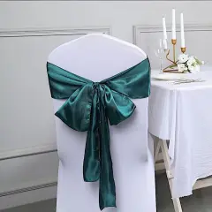 10Pcs Satin Chair Sashes for Wedding Reception Decor Peacock teal