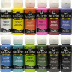 12 Colors Multi Satin Finish Acrylic Craft Paint Set Designed for Beginners and Artists, Non-Toxic Formula That Works on All Surfaces, 2 oz, 2 Fl Oz (Pack of 12), 12 Colors May Vary, 24