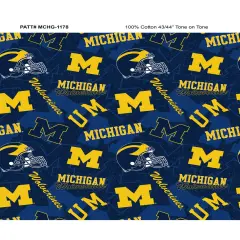 Sykel Enterprises-University of Michigan Cotton Fabric-Michigan Wolverines Tone On Tone Cotton Quilting Fabric