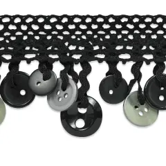 10 yards of Ella Crochet Button Fringe Trim | 10 yard cut Black Multi