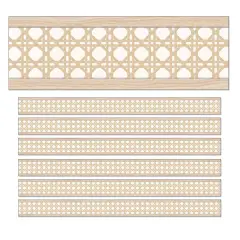 True to You Woven Cane Straight Bulletin Board Borders, 36 Feet Per Pack, 6 Packs