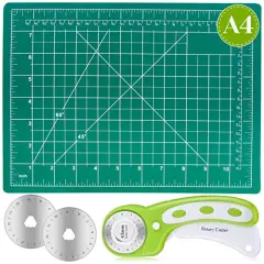 Self Healing Sewing Mats Rotary Cutter and Mat 45 mm Rotary Fabric Cutter Set with 2 Blades Rotary Cutting Mat for Crafts Fabric Quilting Hobby (9" x 12" (A4))