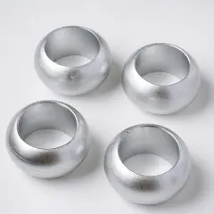 24-Pieces Acrylic Napkin Rings Set Silver