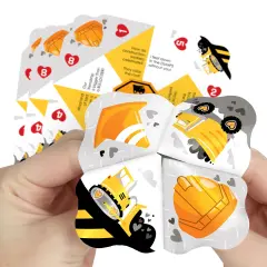 Big Dot of Happiness Dig It - Construction Party Zone - Happy Valentine's Day Party Cootie Catcher Game - Valentine Jokes for Kids Fortune Tellers - Set of 12