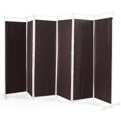 6-Panel Room Divider Folding Privacy Screen Brown