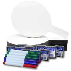 Oval Dry Erase Answer Paddles with Colored Pens & Student Erasers, Class Pack of 12