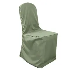 Set of 12 Polyester Banquet Chair Covers for Wedding Decor Eucalyptus green