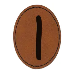 Number 1 One Felt Marker Font Round Iron-On Engraved Faux Leather Patch Applique - 2.5" Brown