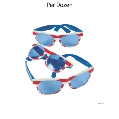 5 1/2" x 2" Kids Patriotic Sunglasses with Blue Lenses 12 Pieces