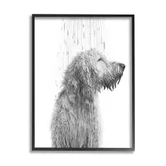 Stupell Industries Dog Bathroom Splash Framed Giclee Art Black Frame