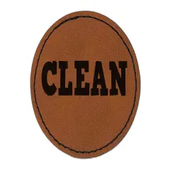 Clean Text Round Iron-On Engraved Faux Leather Patch Applique - 2.5" Brown