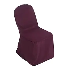 Set of 12 Polyester Banquet Chair Covers for Wedding Decor Burgundy
