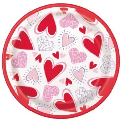 Sparkling Hearts Round 7" Dessert Plates, 8ct