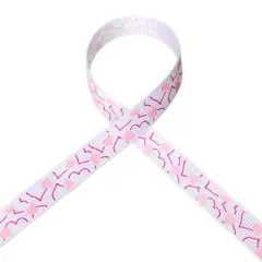 3/8 Inch,10-Yard Grosgrain Heart Valentine's Day Ribbon,Spool,White/Hot Pink/Pearl Pink,Use for Valentine's Day,Anniversary Wrapping,Party Decoration