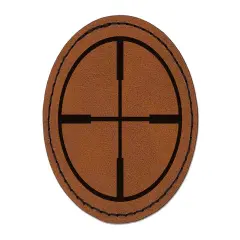 Crosshair Target Round Iron-On Engraved Faux Leather Patch Applique - 2.5" Brown