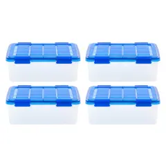 IRIS USA 4Pack 30qt WEATHERPRO Airtight Plastic Storage Bin with Lid and Seal and Secure Latching Buckles