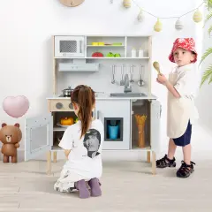 Wooden Pretend Play Kitchen Set For Toddlers-white