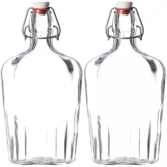 Bormioli Rocco Fiaschetta 17 oz. Pocket Flask Hermetic Bottle Stopper, Set of 2