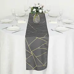 Geometric Polyester Table Runner Charcoal grey
