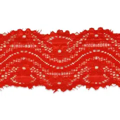 10 yards of Cora 2 1/4" Stretch Raschel Lace Trim | 10 yard cut Red