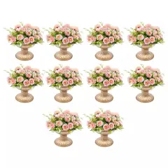 Pack of 10 Gold Flower Trumpet Vases Wedding Party Tabletop Centerpieces Stand