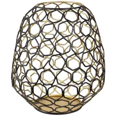 Northlight Small Geometric Cage Iron Pillar Candle Holder - 11" - Black and Gold