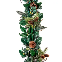 9 ft. Artificial Garland with Lights - Magnolia Leaf