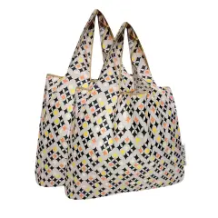 Wrapables Medium Foldable Tote Nylon Reusable Grocery Bag (Set of 2), Starry Gray