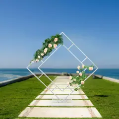 6.6FT Frame Rack Wedding Backdrop Stand White Metal Wedding Balloon Arch Kit