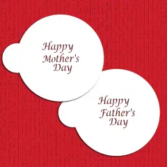 Happy Mother's and Father's Day Cookie Stencil Set | C498 by Designer Stencils | Cookie Decorating Tools | Baking Stencils for Royal Icing, Airbrush, Dusting Powder | Reusable Plastic Food Grade Stencil for Cookies | Easy to Use & Clean Stencil