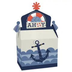 Big Dot of Happiness Ahoy - Nautical - Treat Box Party Favors - Baby Shower or Birthday Party Goodie Gable Boxes - Set of 12