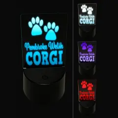 Pembroke Welsh Corgi Dog Paw Prints Fun Text 3D Illusion LED Night Light Sign Nightstand Desk Lamp