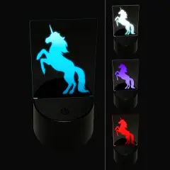 Majestic Unicorn Rearing Up 3D Illusion LED Night Light Sign Nightstand Desk Lamp