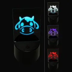 Kawaii Chibi Cow Head Face Milk Farm Animal 3D Illusion LED Night Light Sign Nightstand Desk Lamp
