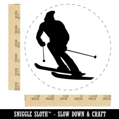 Skiing Skier Solid Self-Inking Rubber Stamp for Stamping Crafting Planners Red