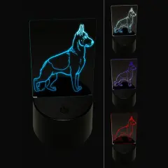 Watchful German Shepherd Pet Dog 3D Illusion LED Night Light Sign Nightstand Desk Lamp