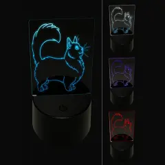 Fun-Loving Munchkin Cat 3D Illusion LED Night Light Sign Nightstand Desk Lamp