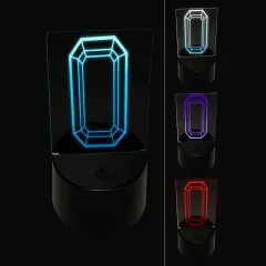 Octagon Gem Cut Diamond Jewelry 3D Illusion LED Night Light Sign Nightstand Desk Lamp