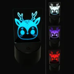 Charming Kawaii Chibi Deer Face Blushing Cheeks 3D Illusion LED Night Light Sign Nightstand Desk Lamp