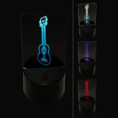 Ukulele Music Instrument Doodle 3D Illusion LED Night Light Sign Nightstand Desk Lamp
