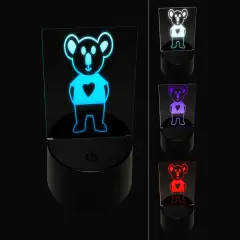 Koala in Heart Shirt 3D Illusion LED Night Light Sign Nightstand Desk Lamp