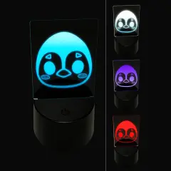 Charming Kawaii Chibi Penguin Face Blushing Cheeks 3D Illusion LED Night Light Sign Nightstand Desk Lamp